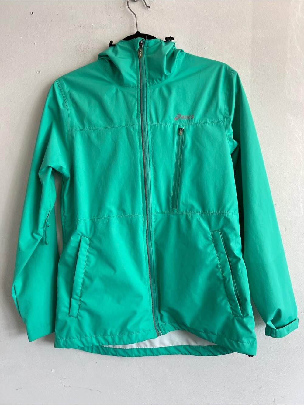 Asics Teal Hooded Rain Jacket
